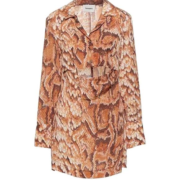 NANUSHKA Tess Cutout Snake-print Satin Mini Dress Size XS Vintage Snake NEW NWT - Picture 5 of 16